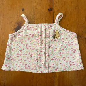 Disney Pooh Bear Baby Girl White Floral Tank Top